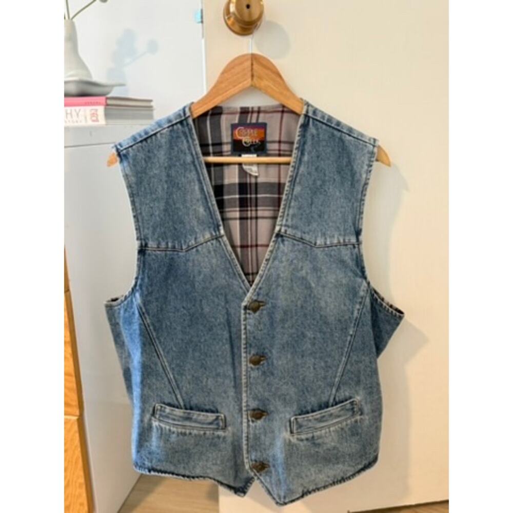 Vintage Ripple‎ Creek Denim Vest with Plaid Lining ✨